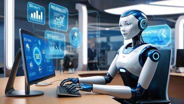 Robot con dashboard de análisis SEO